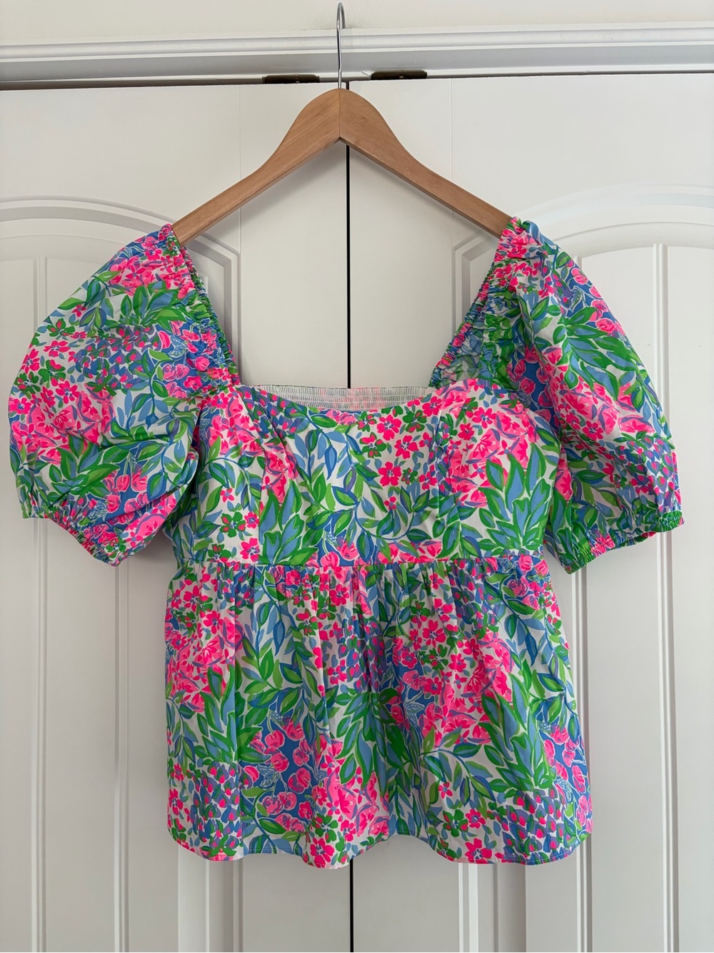 Lilly Pulitzer Kay Short Sleeve 100% Cotton Top Multi Cherry on Top Women's Sz 4